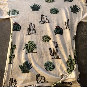 White cactus print top